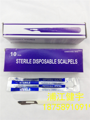 Medical surgical stainless steel blade with sterile scalpel of various types of plastic handle