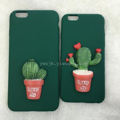 Japanese and Korean Cactus Plant Mobile Phone Case Frosted Lanyard Phone Case IPhone7 Plus