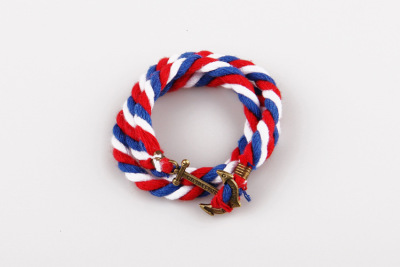 Hand-made cotton weaving alloy anchor Bracelet hand rope around DIY