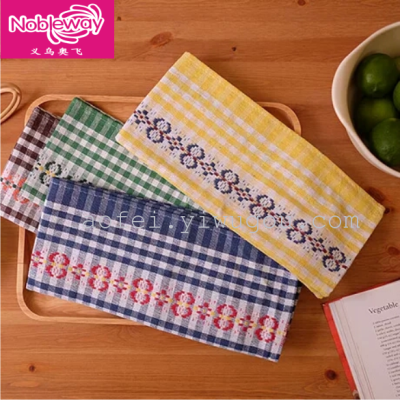 Cotton Eight-Character Grid Tea Towel Kitchen Napkin Napkin Napkin Rag Cleaning Towel Wholesale