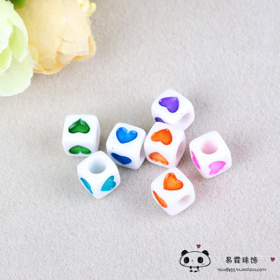 Acrylic color square bead bead accessories love DIY bulk materials.