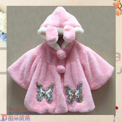1-4 years old children in autumn and winter wool sweater coat plus velvet coat female baby infant girls out jacket