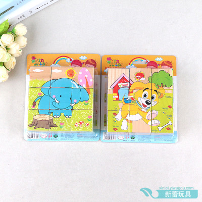 Vertical volume Wooden Jigsaw 3D six surface picture wooden jigsaw puzzle puzzle toy for children