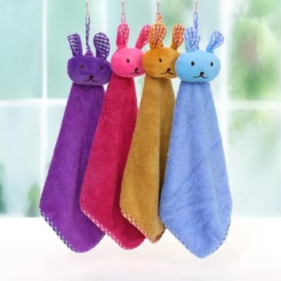 Coral Velvet Rabbit Head Hand Towel