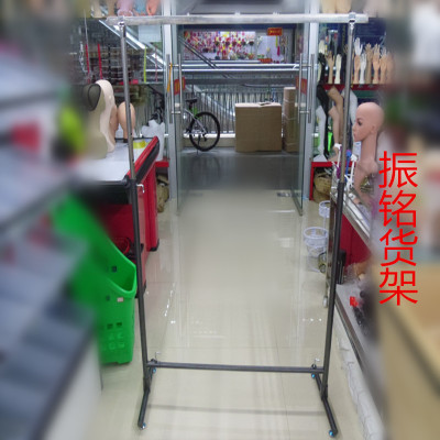 Factory direct square stainless steel shelf single rod telescopic clothes rack