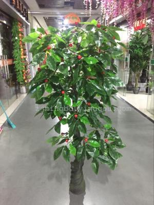 The indoor simulation of fake trees green fruit tree spiral big red cherry apple tree