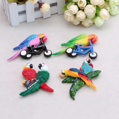 Parrot bicycle resin refrigerator stickers travel souvenirs
