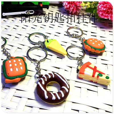 Cute creative imitation food burger sushi pizza ice cream key chain bag hanging factory