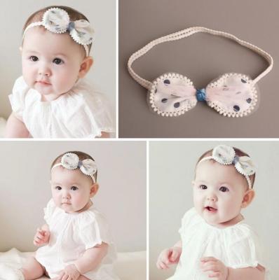 South Korean children headdress synchronous update bow wave point gauze baby hair band