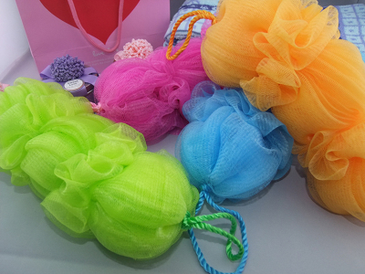 110G Monochrome Three Ball Two Flower Back Rub Three Strand Rope Lanyard Creative Loofah Mesh Sponge