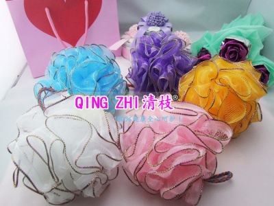 Qingzhi Brand High-End Mesh Sponge Sets of Colorful Silk Ball Shower Net Ball Customization