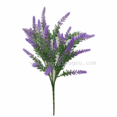 Factory Direct Sales Household Industrial Products Green Island Simulation Aquatic Plants Plastic Plant 7 Fork Lavender
