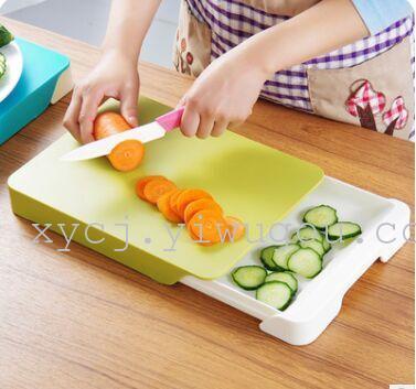The drawer type storage block kitchen multifunctional double board chopping board antibacterial plastic chopping board
