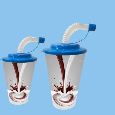 Manufacturers custom personalized coffee beverage cup three-dimensional advertising business gifts cartoon straw cup