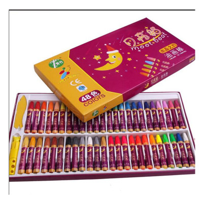 48 color bamboo stick children painting dazzle crayons non-toxic