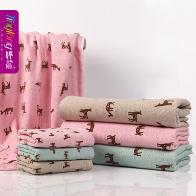 Ting long absorbent gauze fawn pattern towel towel box set