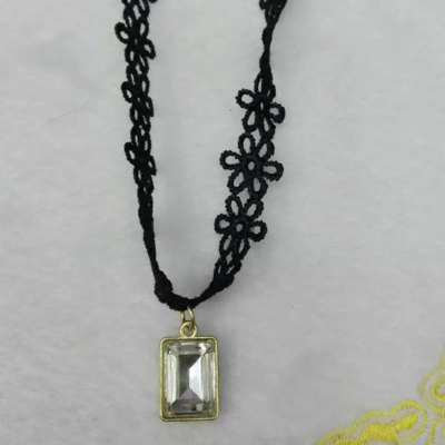 South Korea explosion of direct long with square crystal necklace female