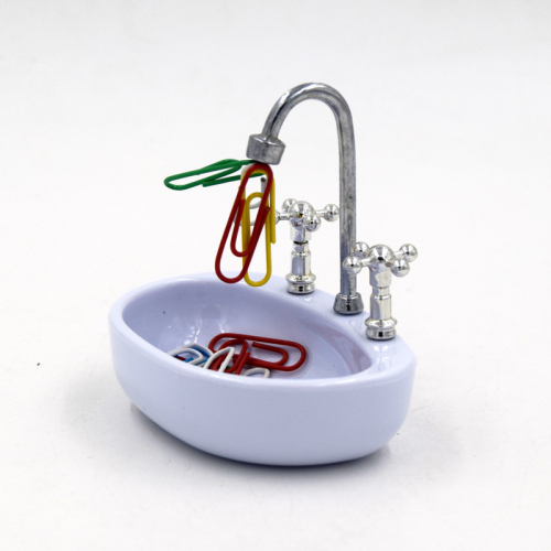 Mini Wash Basin Paperclip Base Creative Office Desk Magnet Paper Clip Storage Box