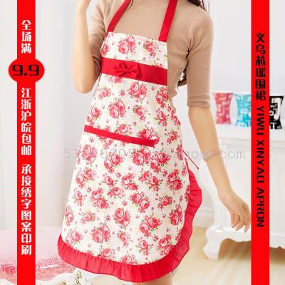 Ziyao aprons * bowknot lace peonies aprons/peaches velvet aprons/wholesale aprons