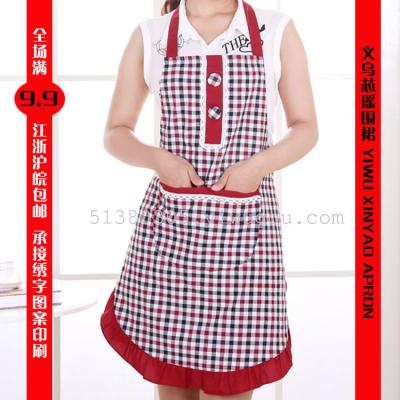 Ziyao aprons * double-button cotton-plaid aprons household blame WEIQUN sleeveless overalls