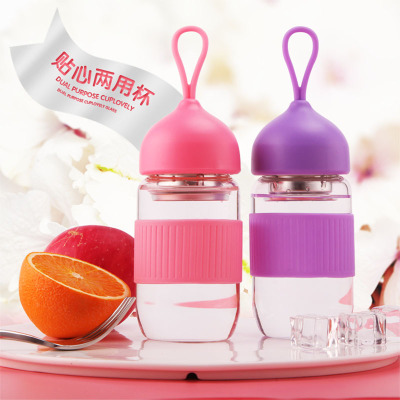 Transparent glass cup, milk cup students simple portable cup cute readily portable cup fashion lady tea cup
