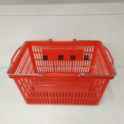 The supermarket shopping basket with iron handle, not large hollow portable shopping basket