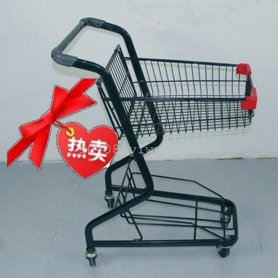 Double supermarket shopping cart shopping cart shopping cart bar KTV cart double deck with box