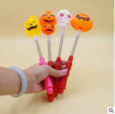 Halloween light spring rod flash cartoon stick pumpkin ghost wizard glowstick toys wholesale stalls