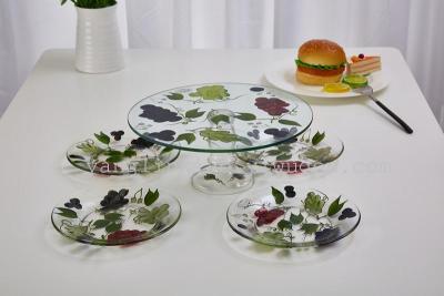 Special glass tray fashion hand - painted cake glass glass glass cake plate home furnishings Decoration