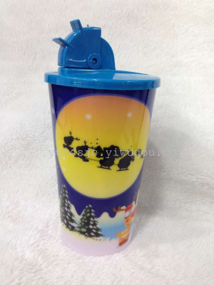 Sweet Straw plastic cup children portable cup Christmas supplies cup