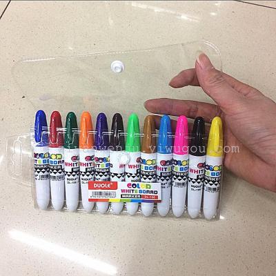 12-Color Mini Whiteboard Marker Children's Graffiti Pen Erasable Marking Pen