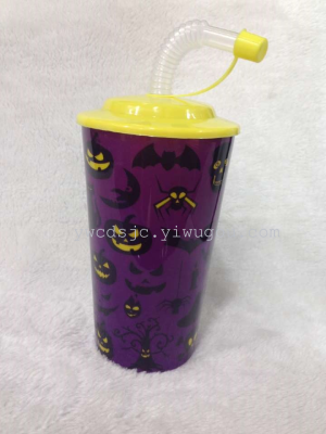 Manufacturer direct selling high quality PP material creative straw cup beverage cup Halloween daily necessities cup