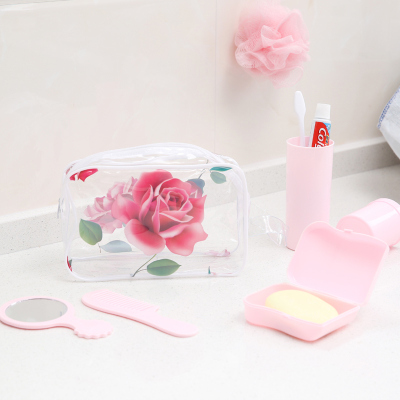 Qingzhi Japanese and Korean Fashion Rose Wash Bag Direct Sales