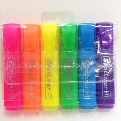 Fluorescent pen 6 4 PVC bag Xie Li SpotLiner