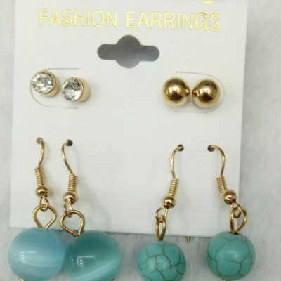 Korean green earrings two pairs of college female creative popular jewelry
