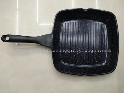 Steak pan electromagnetic oven gas general thick stripe iron uncoated nonstick pan
