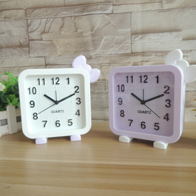 Square Cartoon Hello Kitty Clock Boutique Candy Color Alarm Clock Imitation Animal Clock Wholesale