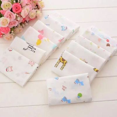 4 layers of gauze baby scarring double - sided printing cartoon square