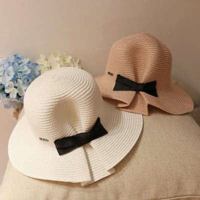 Bowknot draping straw hat mori female series 100 wear sunscreen hat summer sun hat fisherman's hat.