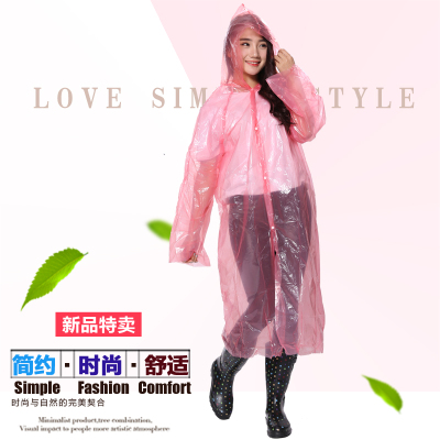 Factory Direct Sales PE Adult Disposable Raincoat Front Open Japanese and Korean Hot Long Wear
