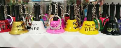 3.8CMcreative English alphabet bell key ring with colored small metal bell.