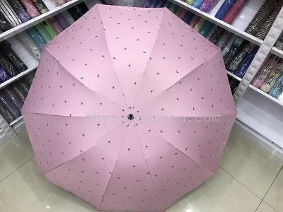 The umbrella hits The cloth black glue small Ant (Enlarges The thick) three fold umbrella clear umbrella