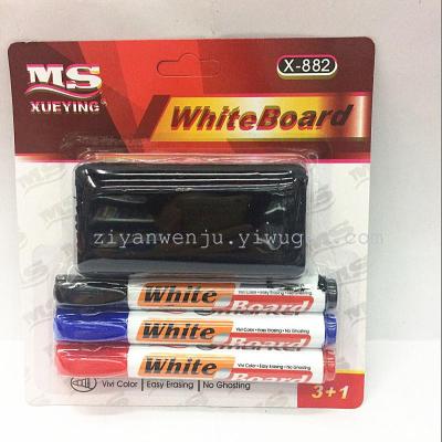 Whiteboard Marker Erasable Marking Pen 3+1 with Whiteboard Brush Set 882