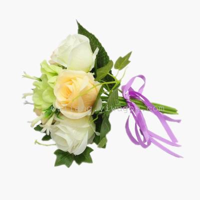 Artificial silk flower high-end wedding bride holding flower simulation decorations happy rose bud