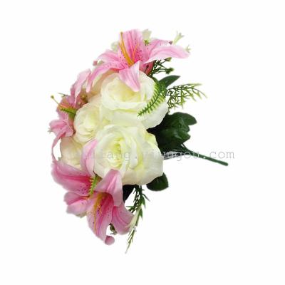 Artificial silk wedding decorations simulation holding roses 18 lotus Lily Rose
