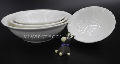 Hotel tableware ceramic bowl pure white creative European home shaped bowl