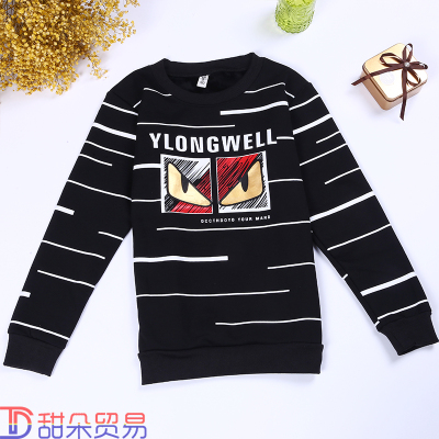 2018 new wholesale children's clothing winter style clothing printed horizontal children long sleeve t-shirts.