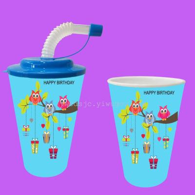 2016 creative 3D children plastic cartoon suction cup advertising cup birthday party drink cup