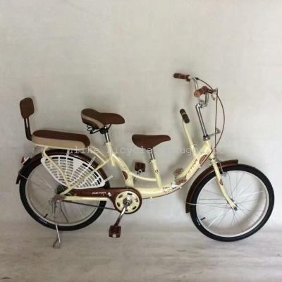 Bike 22-inch high carbon steel mother-child double bike adult bike lady bike factory direct selling