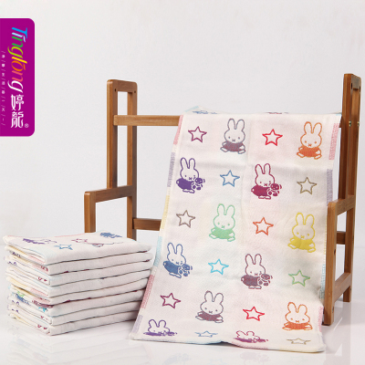 daily necessities six layers of fabric jacquard small rabbit towel does not contain fluorescent agent baby towel
